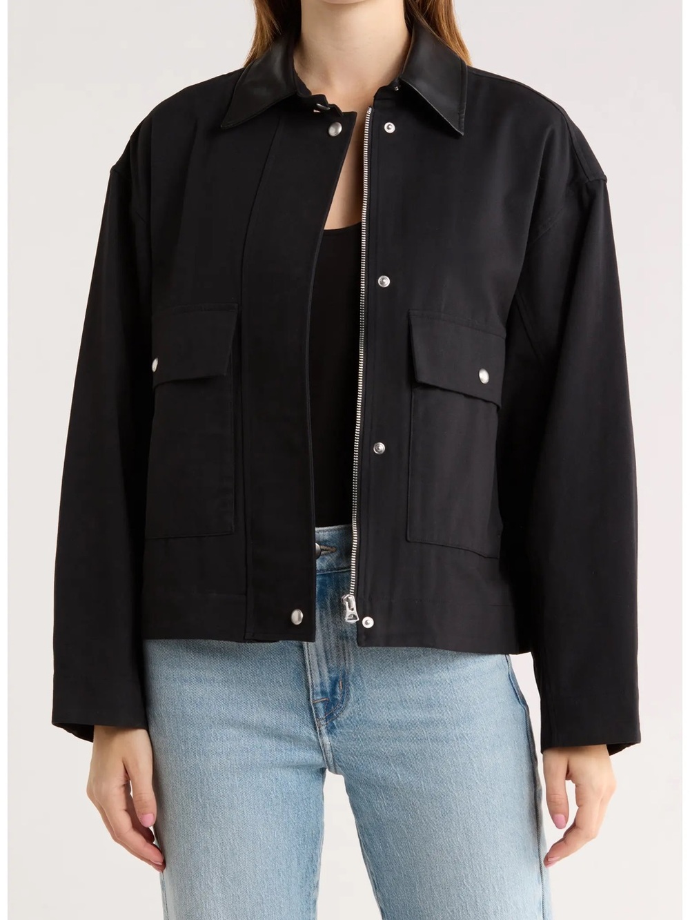 Nessa Faux Leather Collar Coat
